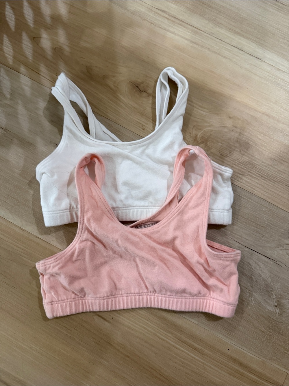 wonder nation Girls' Cotton Bralette Set in White & Light Pink